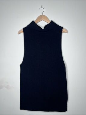Free People Black Sleeveless Mock Neck Knit Tank